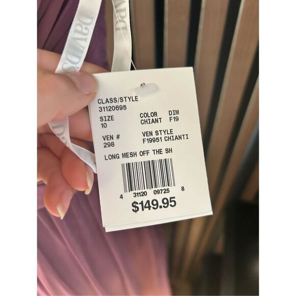 Davids Bridal Off the Shoulder Mesh Bridesmaid Dress color Chiant purple made of - Picture 4 of 6